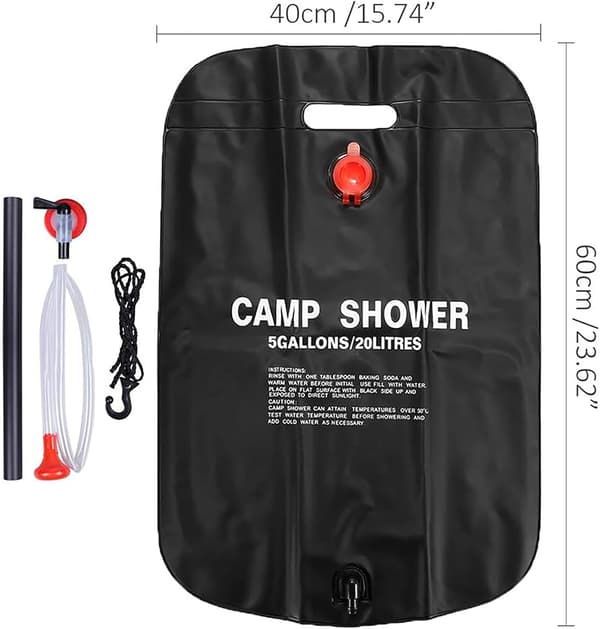 Camping solbruserpose, en bærbar bruserpose til udendørs rejser, vandreture og sommerbrusere.