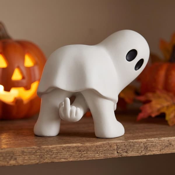 Rolig Långfinger Spöke Prydnad Matt Vit Halloween Skrivbordsdekoration Present