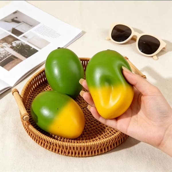 2 st Mango Squishy Leksak, Färgskiftande Kameleont Mango Squishy för Fidget Kul, Termisk Långsamt Stigande Sensorisk Stressleksak, för Tonåringar & Vuxna
