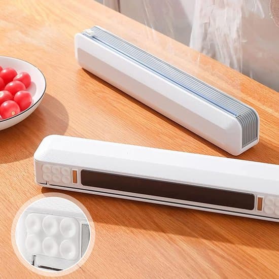 Magnetisk foliedispenser med skjutskärare, justerbart väggfäste med stark sugkopp, gråvit.
