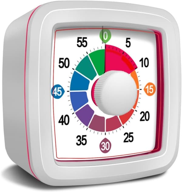 Timer - 60-minutters visuell nedtellingstimer - Egnet for barn og voksne - Stillegående design - Stor visuell timer med en diameter på 14 cm
