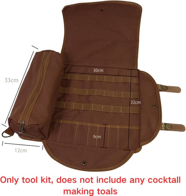 Canvas Cocktail Tool Storage Bag – Portabel Bartender Rollväska för Resor, Camping, Utomhusfester (Inga Verktyg Ingår)