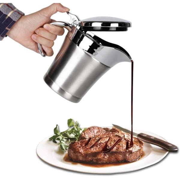 Sovseskåle, sovsevarmer, dobbeltvægget rustfrit stål, flødekande og karamelsauce til kaffe, 16 oz rustfri stålkande (16 oz)