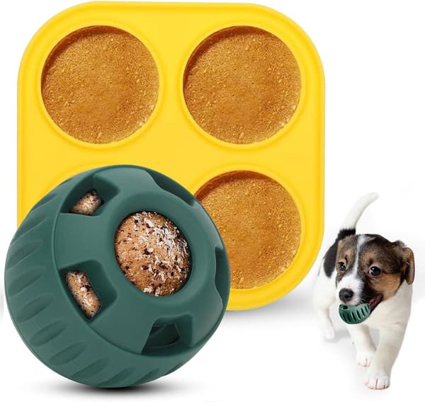 Fyldbare legetøjs- og godbidsforme til hunde, perfekte til ispinde, godbidsbakker og tyggelegetøj lavet af holdbart, fryseegnet gummi. Interaktiv hundelegetøj