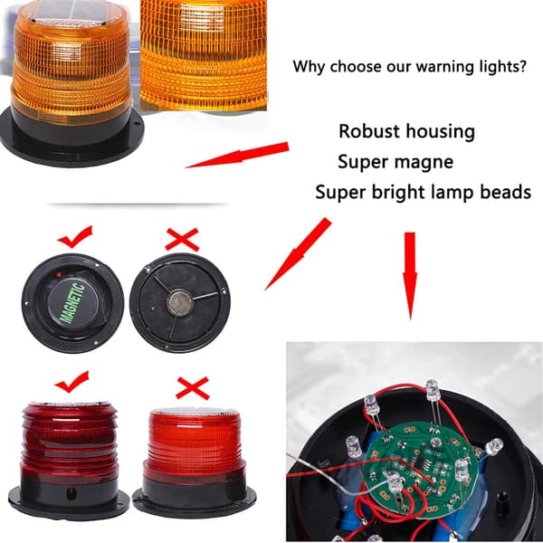 Solar Strobe Advarsels Sikkerheds Blinklys/Loft Strobe Lys, med Stærk Magnetisk Base Vandtæt til Byggeri, Trafik, Fabrik, Kran Tårn