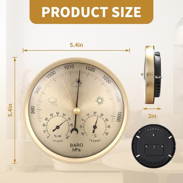 3-i-1 Allvädersstation | Termometer, Barometer & Hygrometer | Exakt Celsius för inomhus/utomhus | Vägg-/bordsmontering för hemmet