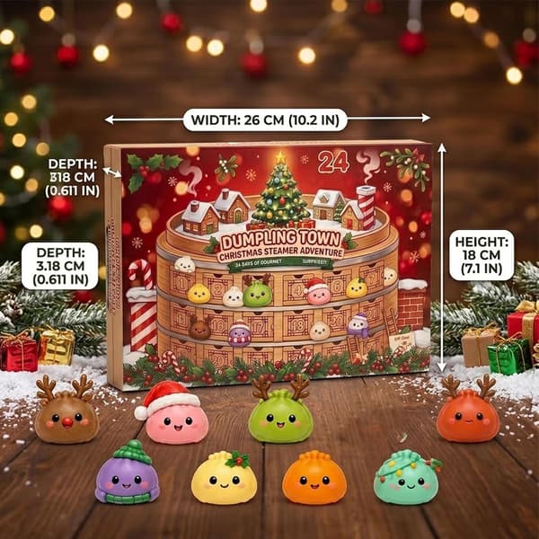 Jule Squishies Julekalender 2026, 24 Dage Dumpling Squishies Legetøj Nedtællingskalender, Squishy Overraskelser Sensorisk Fidget Gave, 24 Dage, #B