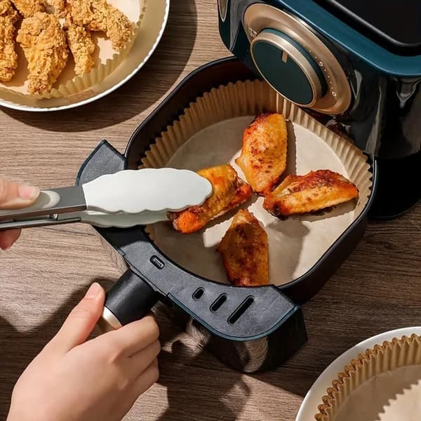 Air Fryer Pappersfoder, 100 st Bakplåtspappersfoder, Non-Stick och Oljesäkra för Enkel Rengöring/Fyrkantiga