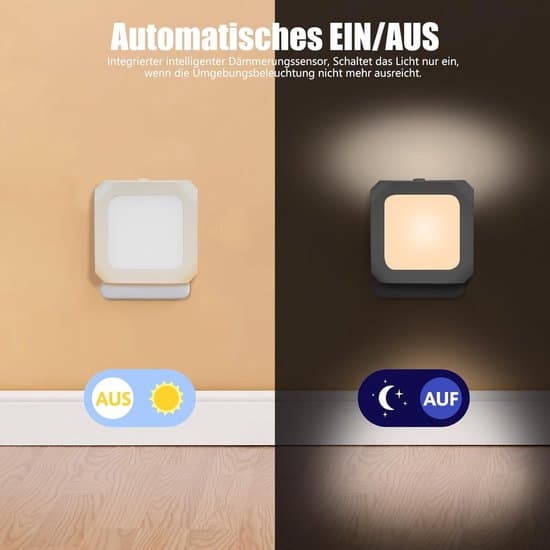 Nattlys - Plug-in nattlys - Nattlys for voksne - LED nattlys - Med skyvedimmefunksjon - Egnet for soverom og trapper (2-pakning)