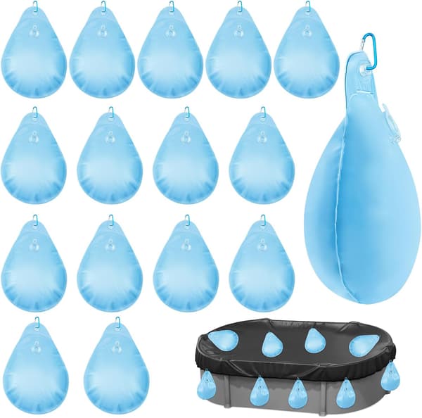 Poolskyddsvikter - Vattenpåsar - Vinterförvaring - Slitstarkt PVC-material - 16 delar - Blå