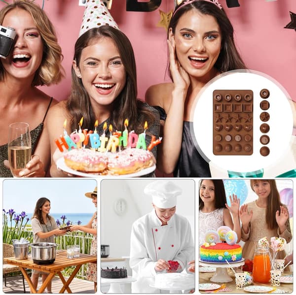 24-hulrum silikone chokoladeform - slik-, budding- og gelébageplade til hjemmebagere, dessertelskere og festplanlæggere