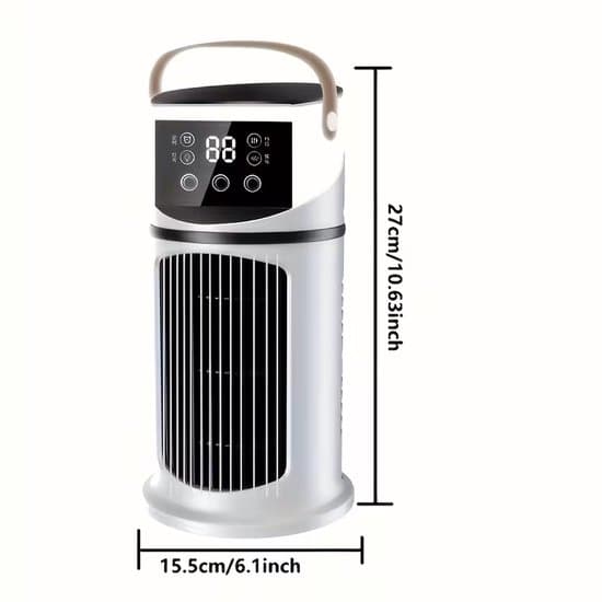 Mini luftkøler - 6 hastigheder, USB, vandtank, timer, luftkøler til skrivebord, soveværelse og hjemmekontor - Hvid