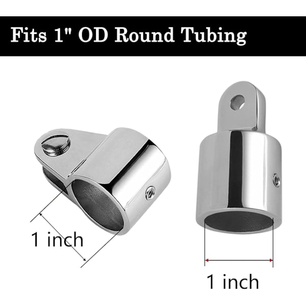 Bimini Top Hardware, Dækhængsel med Quick Release Pin, Øje End Cap, 316 Rustfrit Stål (2 Par)