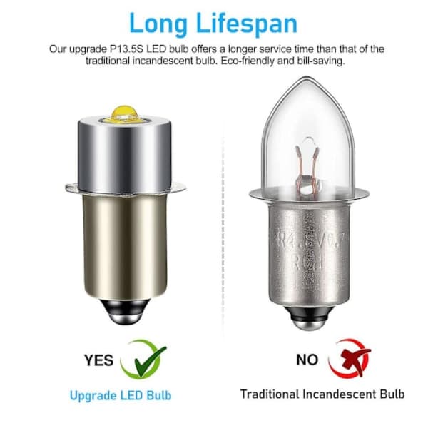2 st P13.5S DC6V-24V LED Uppgraderingslampor Vit Maglite Cell Ficklampor 6500K 3W