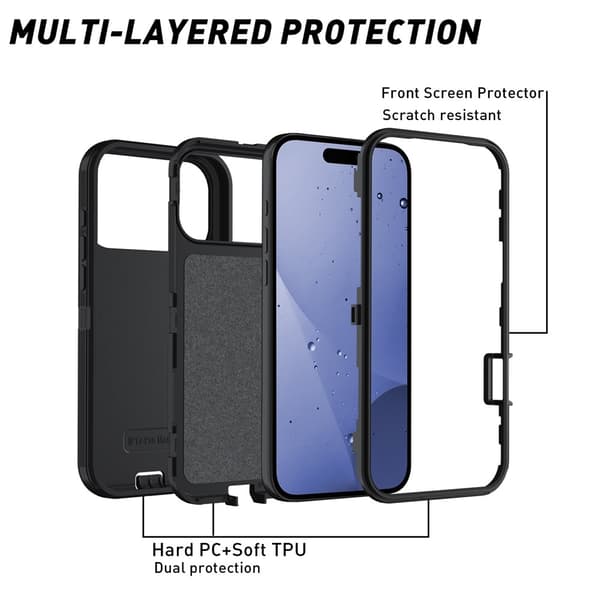 iPhone 17 Pro Cover Extreme Stødsikkert Hybrid Sort 60