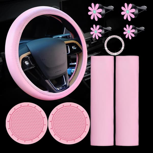 Set med 10 rattöverdrag - Rosa - Diameter 36,8-39,4 cm - Universal - Luftventilklämmor ingår