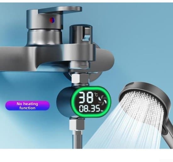 Vanndrevet Digital LED Dusjtermometer – Visuell Skjerm for Badevannstemperatur