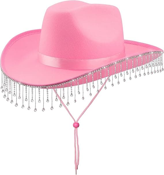 Brud cowboyhatt - Vikbar hatt - Perfekt för möhippor - Med strass - Rosa