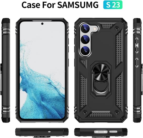 Samsung Galaxy S23-deksel med metallring - Svart