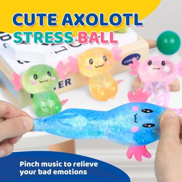 8-pack långsamt stigande stressboll, söta axolotl fidgetleksaker för barn och vuxna