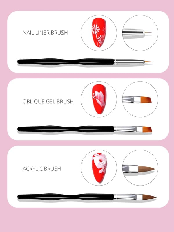 Neglekunstbørste, 10 stk. neglebørster for UV-gel neglekunsttips