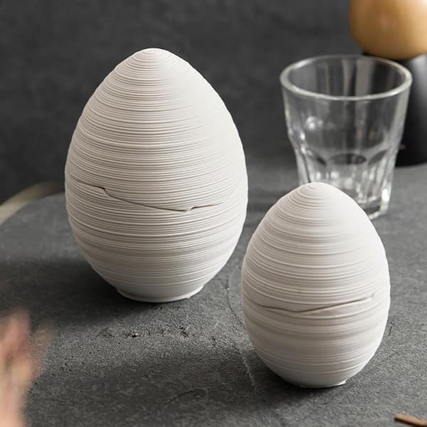 Stripete eggformede dampede eggkopper, dekkede dampede eggboller, fuglereddessertboller - 10 cm