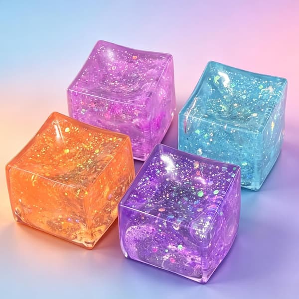 Nice Ice Cube Fidget Squishies Stressbolde, Ice Cube Squishy Langsom Stigning, Squishies Ice Squeeze Ball, Squishy Stressaflastning (Glitter Pink) Pink