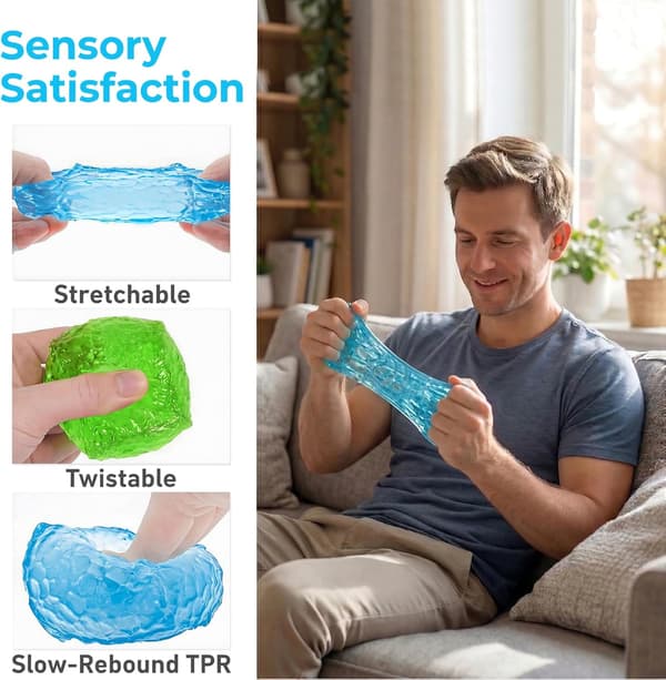 2PCS Ice Cube Squishy, 2 tum Squishy Cube, Långsam Återhämtning Frostat Honeycomb Kläm Stresslindrande Kuber för Ångest & Fokus, Nyhet Squishy Sensorisk
