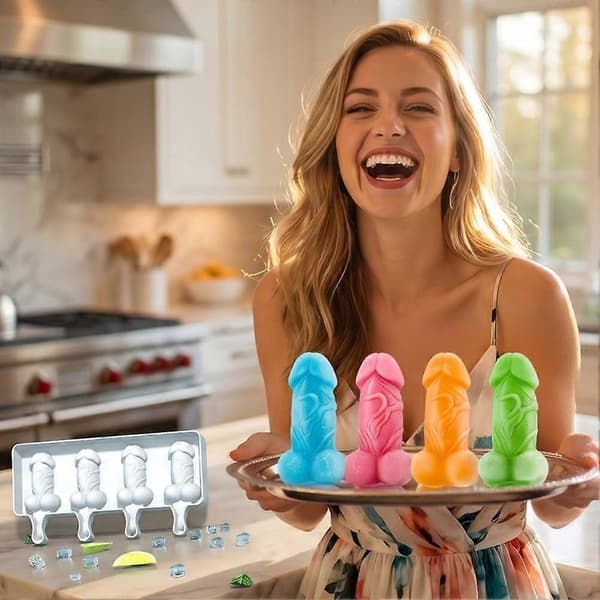 Peni-Shape Ispindeforme, 4-hulrum Voksen Prank Sjove Former Silikone Ismaskiner, Bakker Terninger Ispinde Nyhed Håndlavede IS