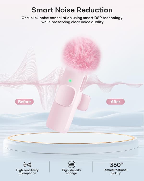 Trådløs Lavalier-mikrofon til iPhone iPad og Android-telefon, 2-pak reversmikrofon Plug and Play Trådløs mikrofon Støjreducerende mikrofon til video