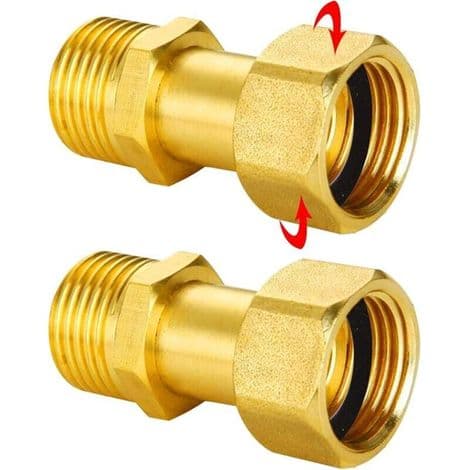 Sæt med 2 lige kobberfittings (1-tomme / 4/4), han- og hungevind; VVS-dele til vandrør og distributionssystemer.