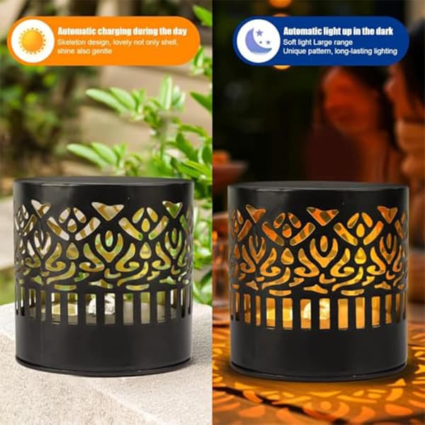 2 stk. solcellelamper LED hagelys utendørs vegglamper solcelle Mandala lys dekor solcelle Mandala lys utendørs for gjerde hage stolpe uteplass bakgård