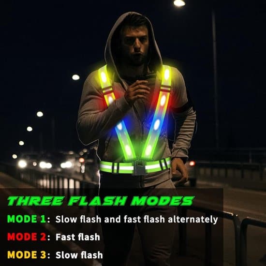 Løbevest - Løbelys - LED Refleksvest - USB-genopladelig Refleksløbevest - Med Sikkerhedslys - Justerbar Størrelse - Elastisk