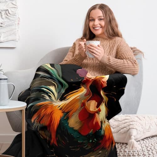 Sjove tæpper til voksne Kylling Vinter Blød Gag Wrap Nyhedstæppe Sengetæpper Indretning til sofa soveværelse stue, 70x100cm