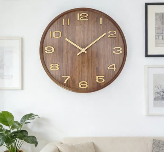 Väggklocka - Klocka - Premium Väggklocka i Trä - Modern Klassisk Design - Vardagsrumsklocka - Mörk Träfinish - 30 cm - 1 Styck