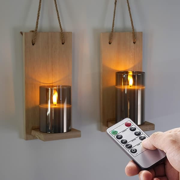 Glass LED-lys, batteridrevne lys, søylelys med fjernkontroll og timer
