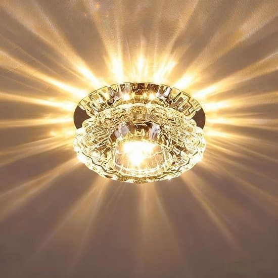 Kristall LED Taklampa Hall - 3W Varmvit - För Hall och Vardagsrum