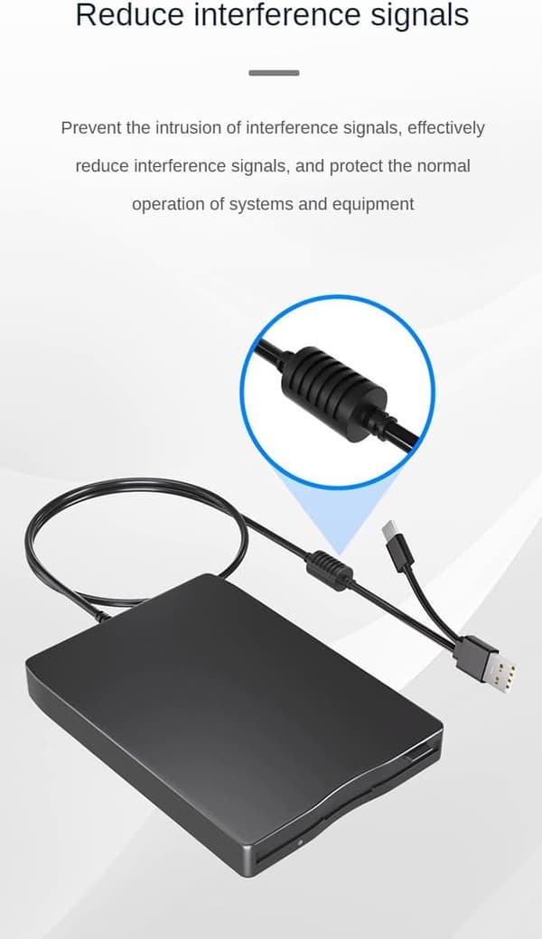 USB & USB-C Dual Interface Ekstern diskettedrev, 1.44MB FDD til bærbar pc, kompatibel med Windows 11/10/8/XP/Linux & Mac OS