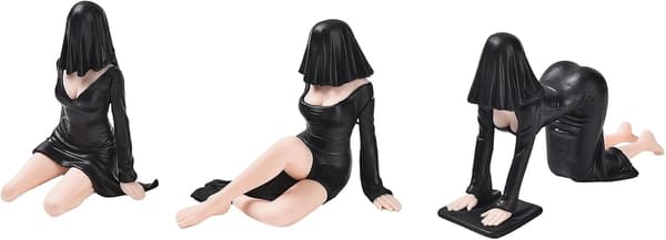 Spökflickfigurer instrumentbräda dekor, läskig bilprydnad, vit B
