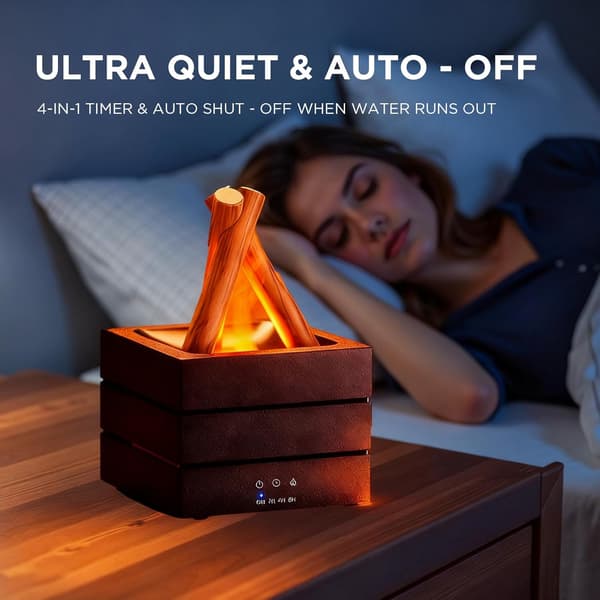 Bonfire Flame Eterisk Oljediffuser - 280ml Ultraljuds Luftfuktare med Sval Dimma, 7-Färgs LED-Ljus & Timer, Auto-Avstängning för Sovrum Kontor