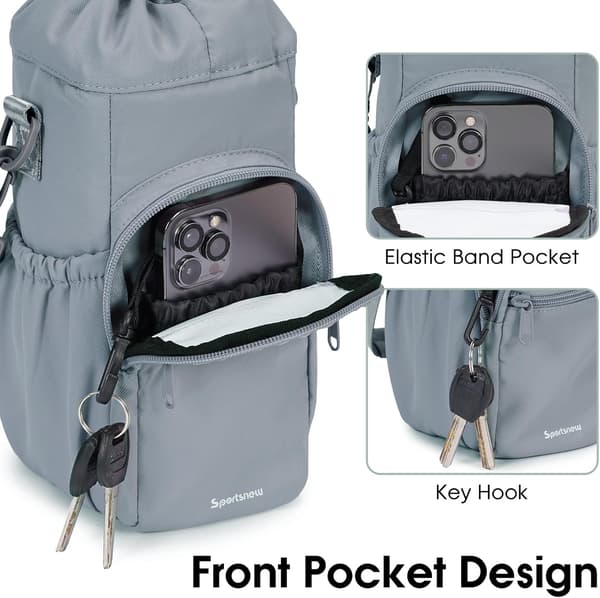Vattenflaskhållare med rem 32oz 40oz Isolerad Vattenflaskväska med Telefonficka Crossbody