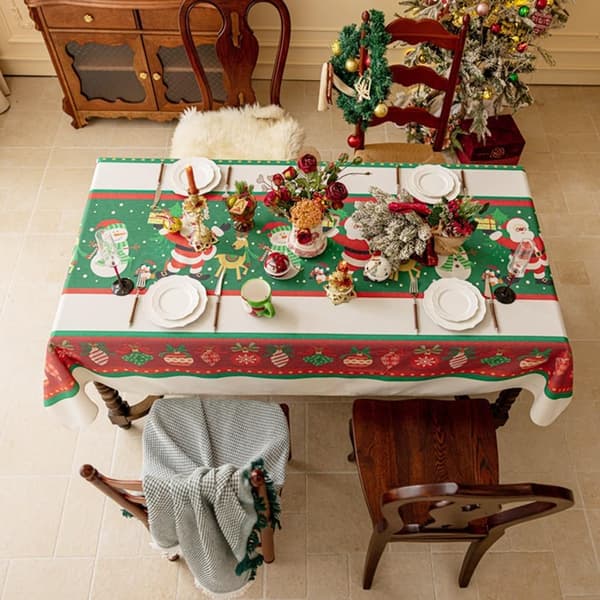 Julefrokostdug, juleprintdug, rektangulær dug til fest, picnic og middagsdekoration (C, 140*200cm)