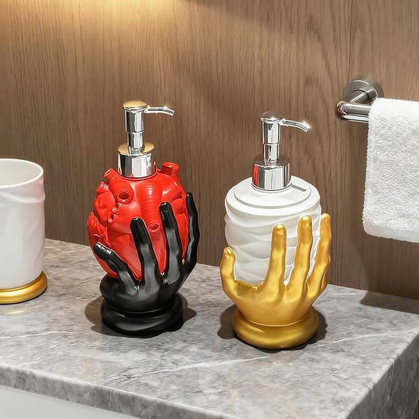 Sæbedispenser, hjerteformet hydraulisk håndvaskform, moderne flydende dispenser til køkken og badeværelse, genanvendelig tonerflaske.