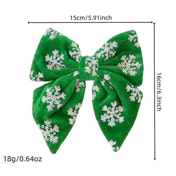 Hårklämma för damer - Grön glitterrosett med strass, festlig håraccessoar för julfester (1-pack) green