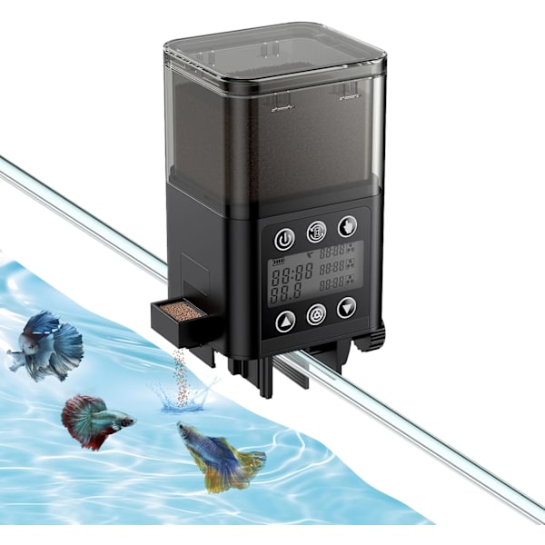 Automatisk Fiskefoderautomat – 320 ml – med Timer – Egnet til Piller og Pulverfoder – Egnet til Akvarier og Damme – Nem at Måle og Tilføje Foder