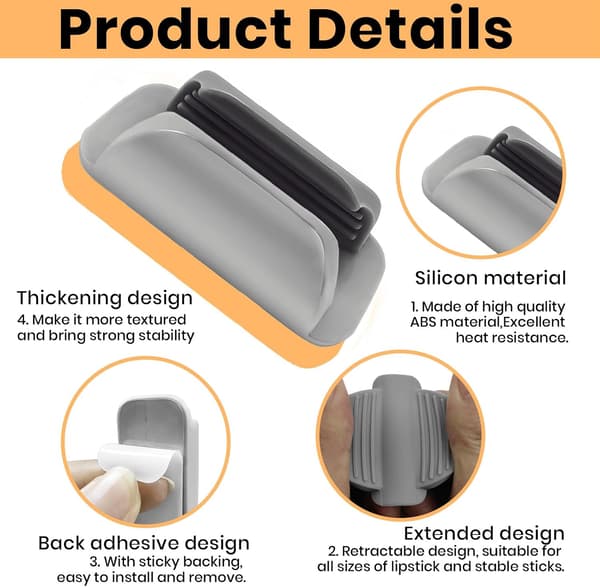 Silikone Chapstick Holder - 2-pak Grå | Premium Blødt Silikone Materiale | Bil Læbepomade Holder | Sjov Æstetisk Biltilbehør til Kvinder Interiør
