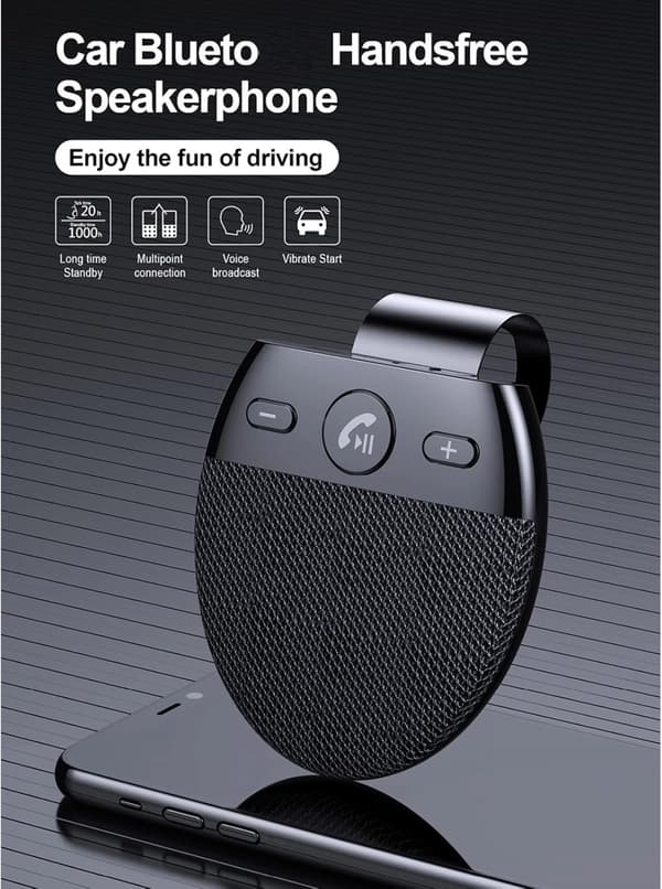 Hands Bluetooth 5.0 Bilhögtalare - Dubbel Brusreducering, Siri Röststyrning, Handsfree