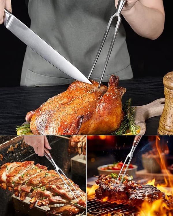 Köttgaffel, serveringsgaffel, köksgaffel, matlagningsgaffel, strimlat kött