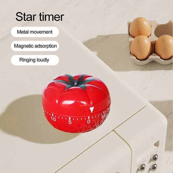 Manuell mekanisk tomat-timer - Ringalarm kjøkkentimer for matlaging, studier, treningsstudio, nedtelling, rød S