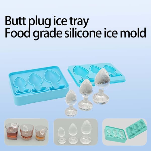 Spøk plugg-formet isbitbrett, morsom silikonform for DIY kake sjokolade godteri [Blå]